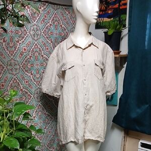 Café Luna Light Tan Short Sleeve Shirt, Size XL